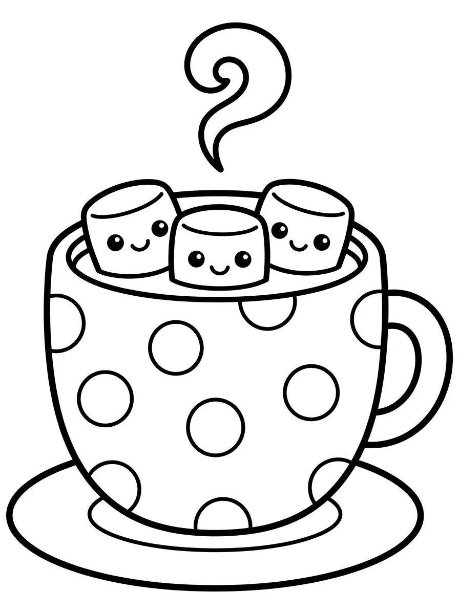 Chocolate Quente com Marshmallows para colorir Desenho de Chocolate Quente com Marshmallows para colorir e imprimir grátis