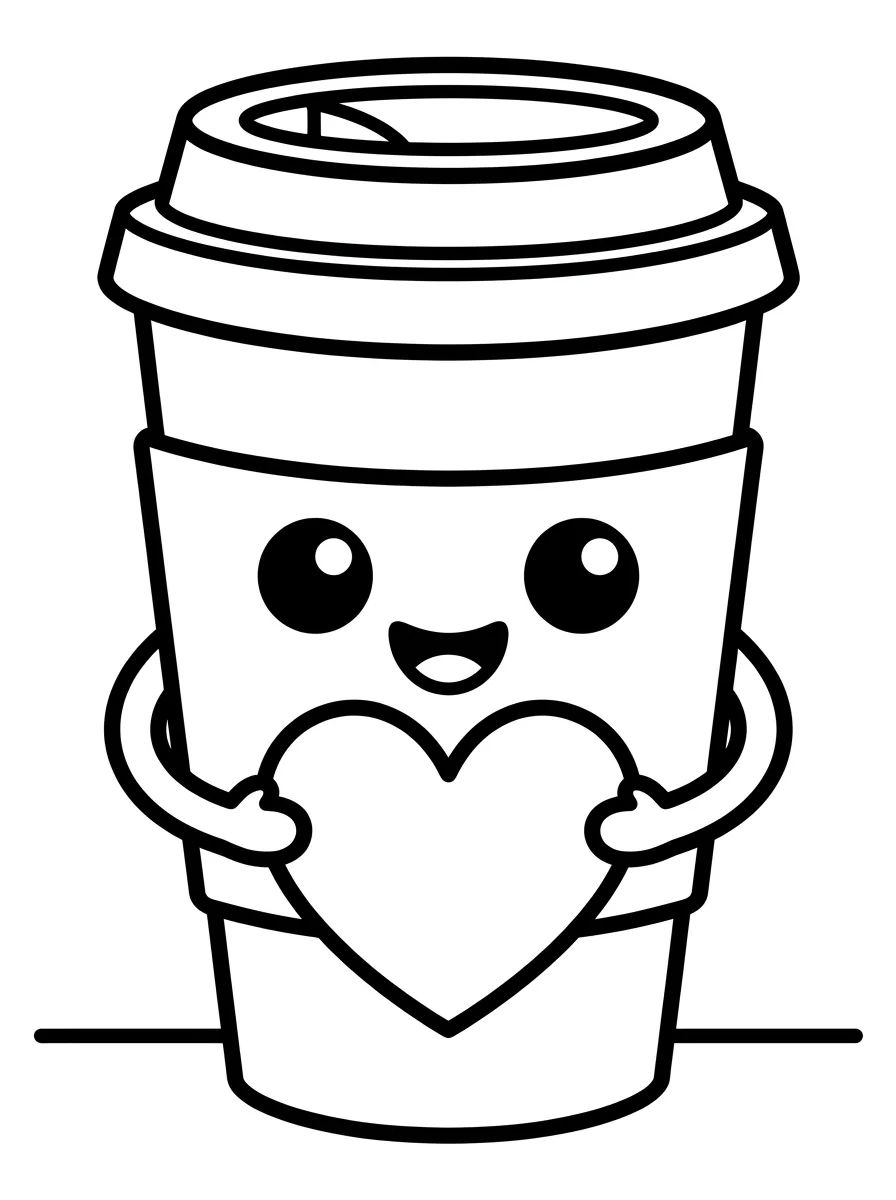 Copo de Café Kawaii Feliz para colorir Desenho de Copo de Café Kawaii Feliz para colorir e imprimir grátis