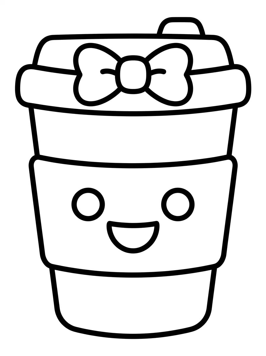 Copo de Café To-Go Kawaii para colorir Desenho de Copo de Café To-Go Kawaii para colorir e imprimir grátis