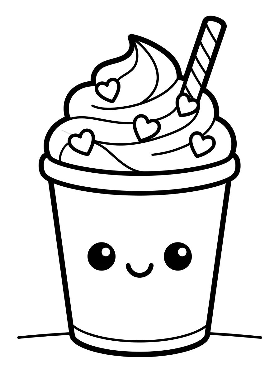 Kawaii Frappuccino Cup para colorir Desenho de Kawaii Frappuccino Cup para colorir e imprimir grátis