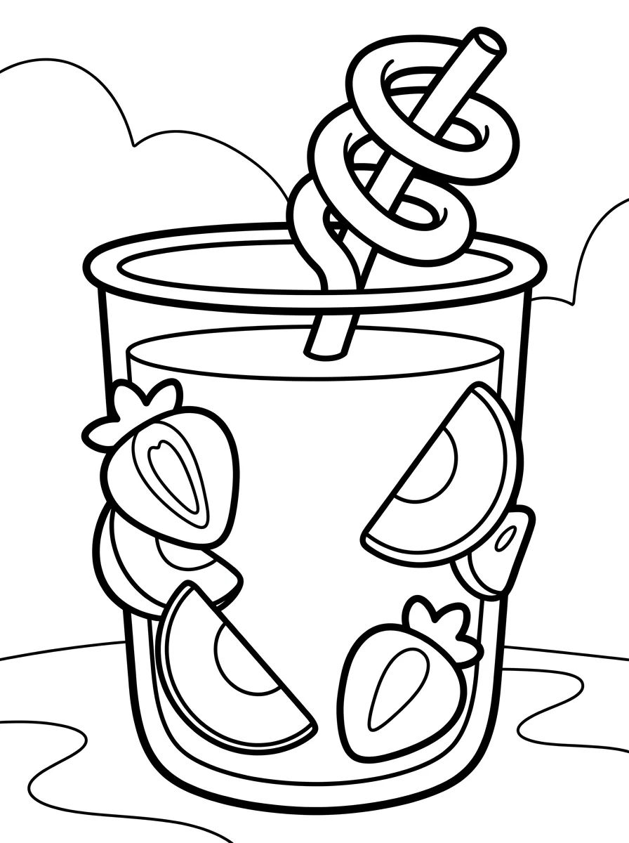 Copo de Smoothie de Frutas para colorir Desenho de Copo de Smoothie de Frutas para colorir e imprimir grátis