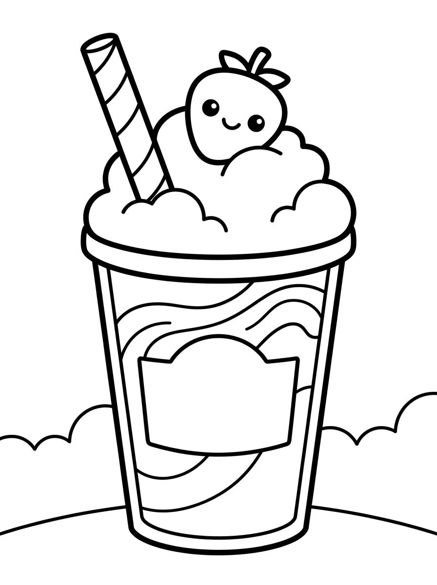 Frapê de Morango Gelado para colorir Desenho de Frapê de Morango Gelado para colorir e imprimir grátis