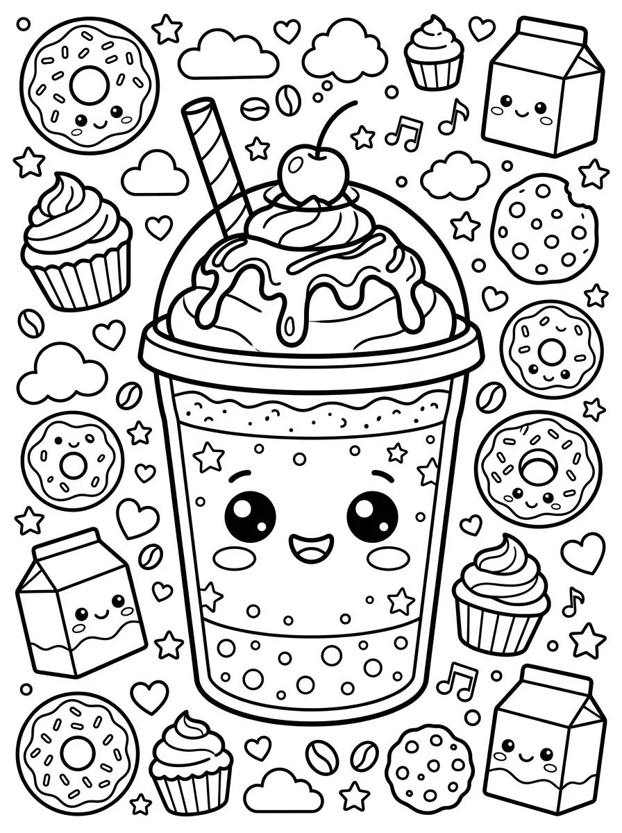Frappuccino com Chantilly para colorir Desenho de Frappuccino com Chantilly para colorir e imprimir grátis