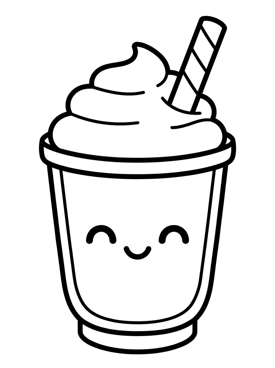 Coleção de desenhos para colorir: Cafés e Bebidas Kawaii para Colorir
