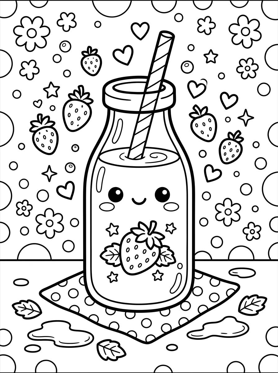 Garrafinha de Leite de Morango para colorir Desenho de Garrafinha de Leite de Morango para colorir e imprimir grátis