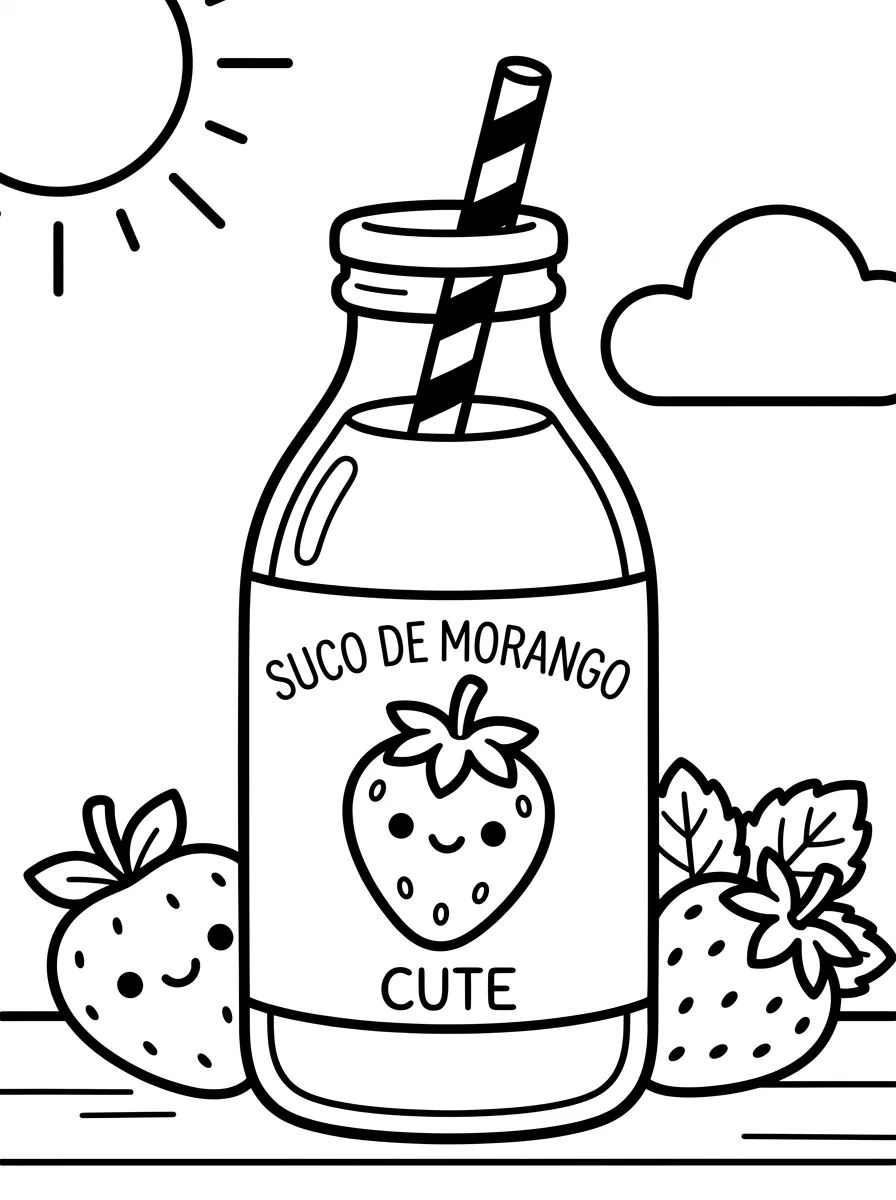 Garrafinha de Suco de Morango para colorir Desenho de Garrafinha de Suco de Morango para colorir e imprimir grátis