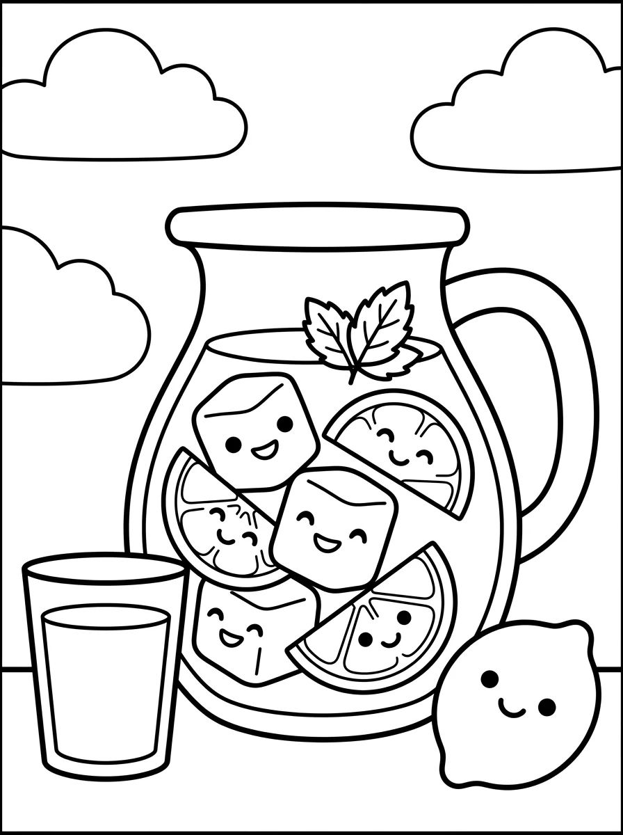 Jarra de Limonada Refrescante para colorir Desenho de Jarra de Limonada Refrescante para colorir e imprimir grátis
