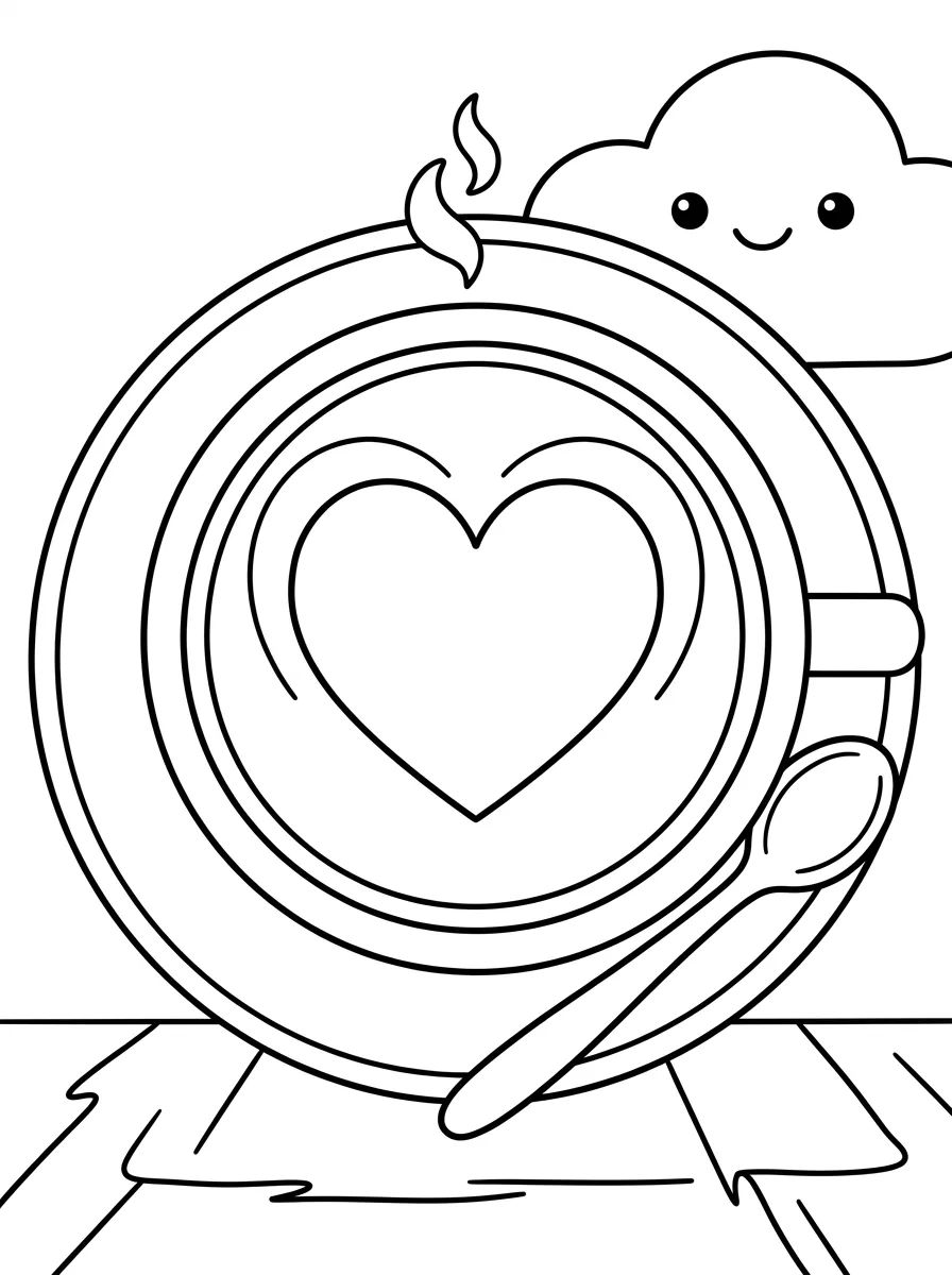 Xícara de Café Latte Art para colorir Desenho de Xícara de Café Latte Art para colorir e imprimir grátis