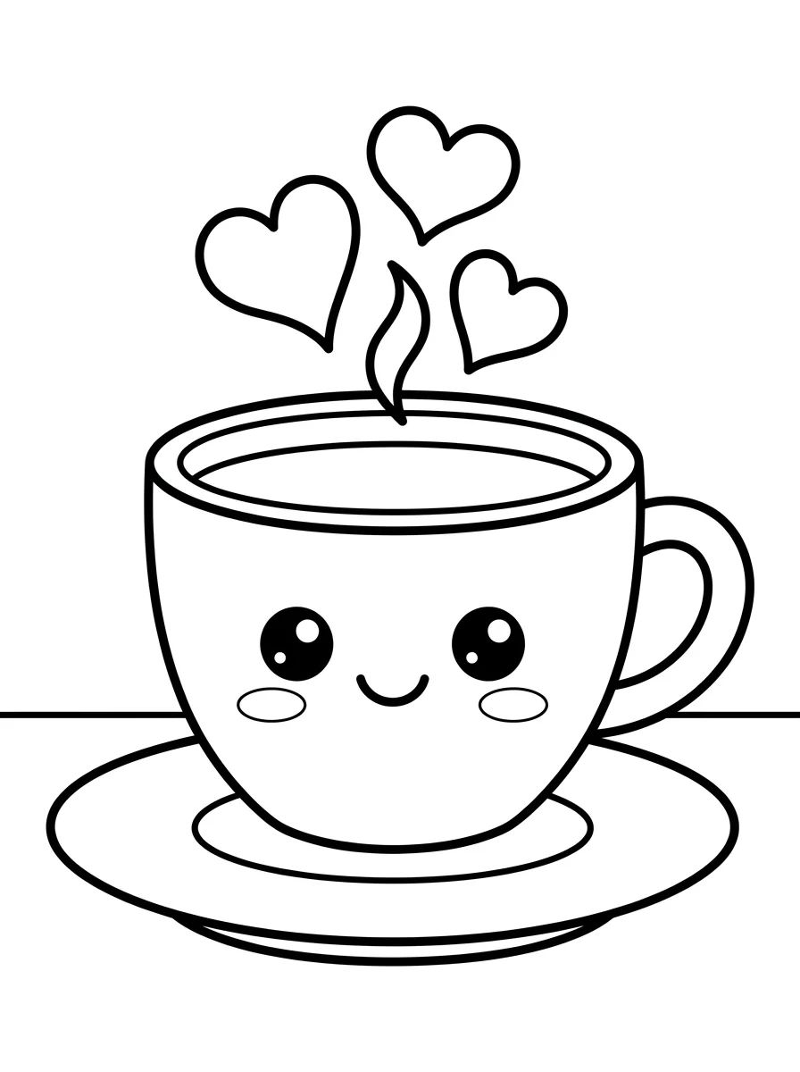 Xícara de Café Sorridente para colorir Desenho de Xícara de Café Sorridente para colorir e imprimir grátis