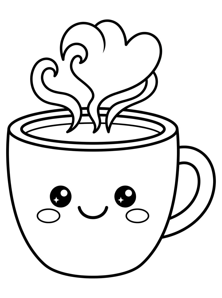 Xícara de Café Sorridente para colorir Desenho de Xícara de Café Sorridente para colorir e imprimir grátis