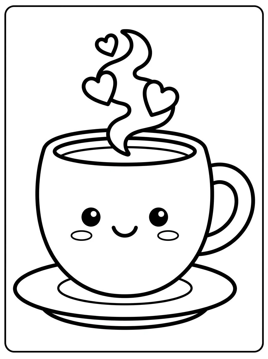 Xícara de Café Vaporosa para colorir Desenho de Xícara de Café Vaporosa para colorir e imprimir grátis