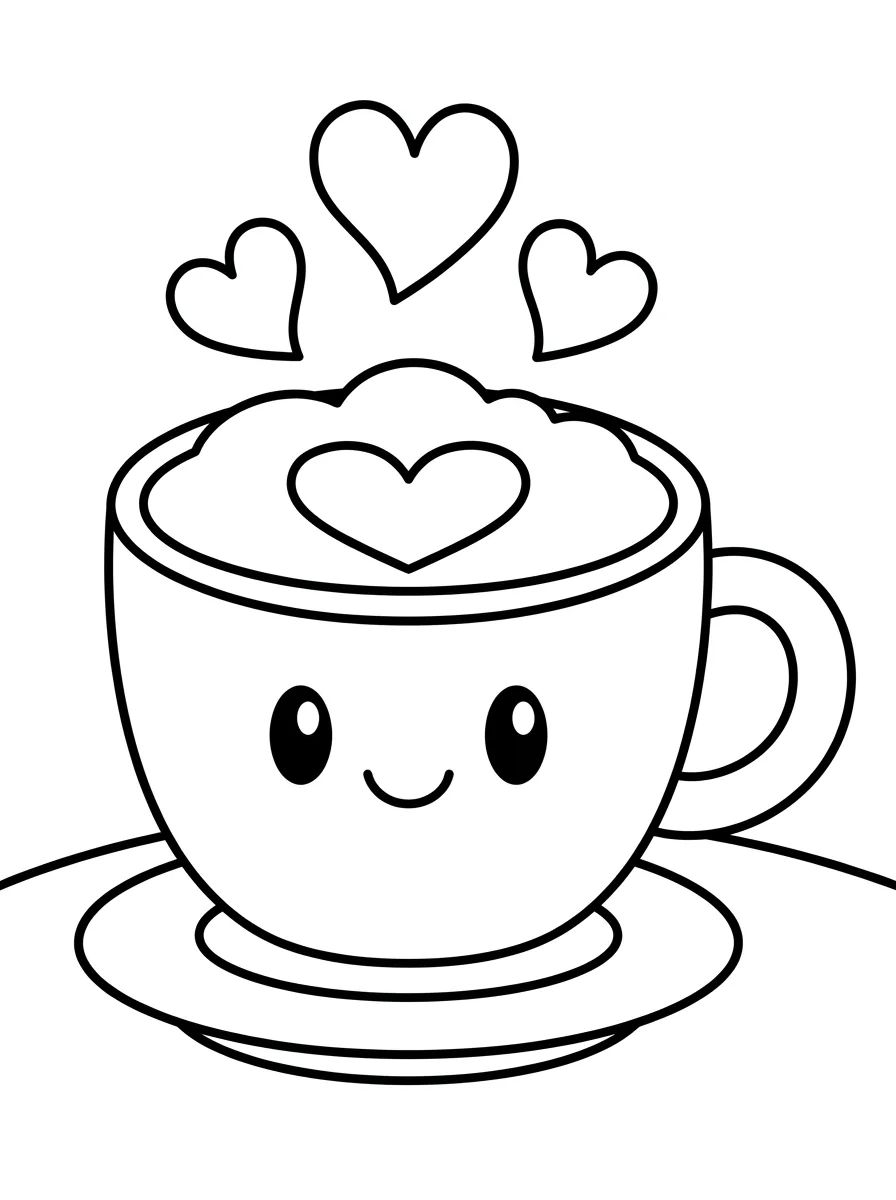 Xícara de Cappuccino Fofa para colorir Desenho de Xícara de Cappuccino Fofa para colorir e imprimir grátis