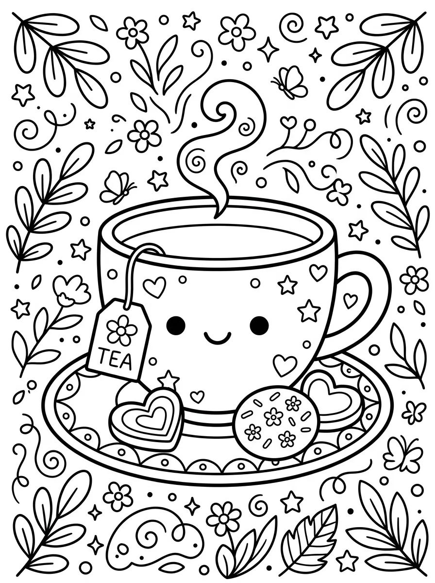 Xícara de Chá Quentinho para colorir Desenho de Xícara de Chá Quentinho para colorir e imprimir grátis