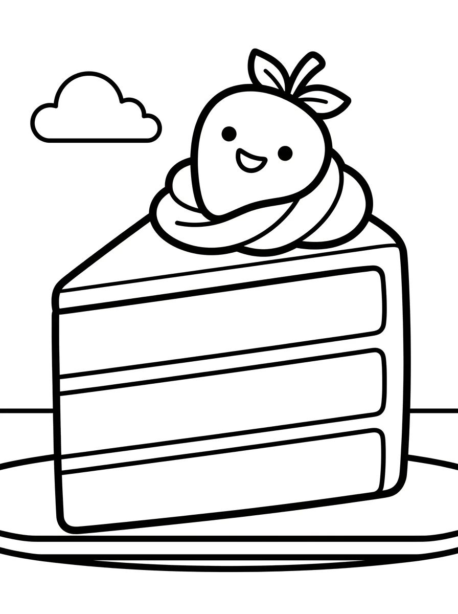 Bolo de Morango Feliz para colorir Desenho de Bolo de Morango Feliz para colorir e imprimir grátis