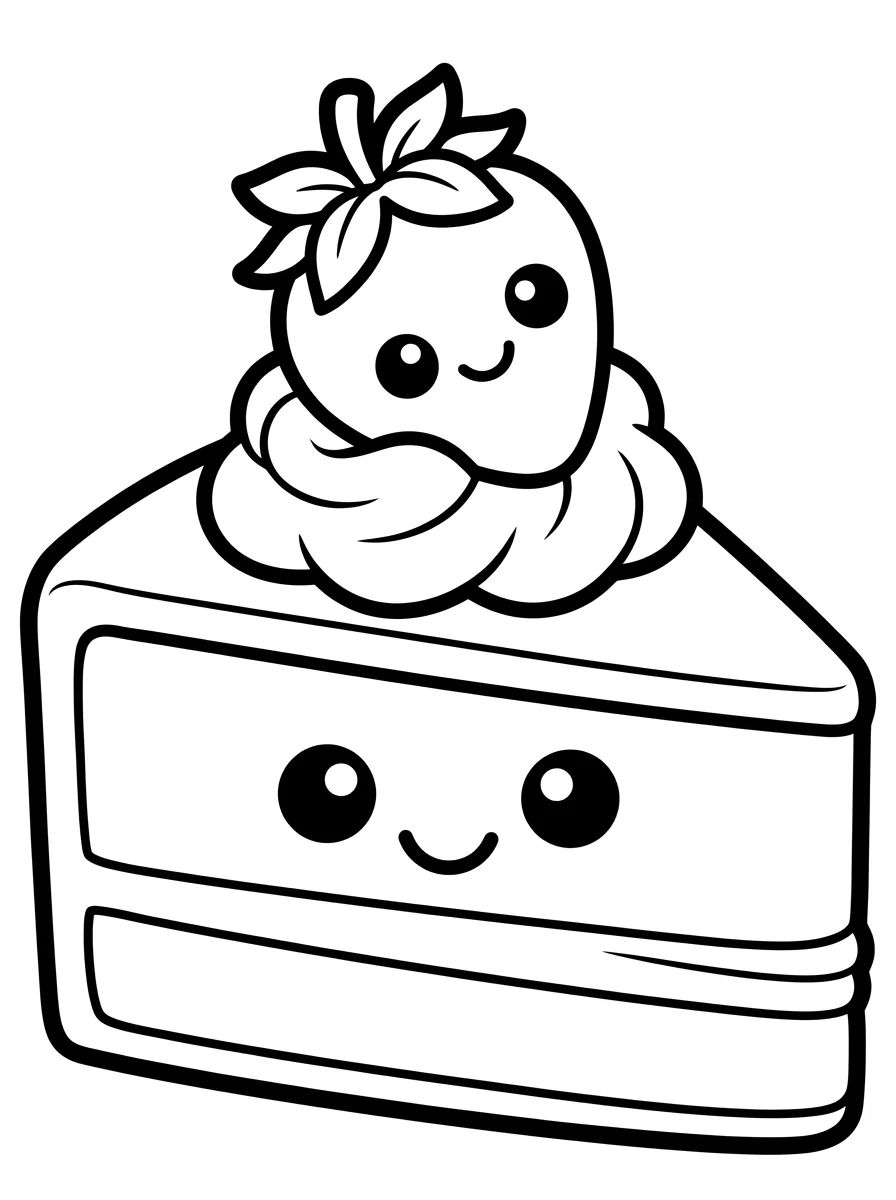 Bolo de Morango Kawaii para colorir Desenho de Bolo de Morango Kawaii para colorir e imprimir grátis