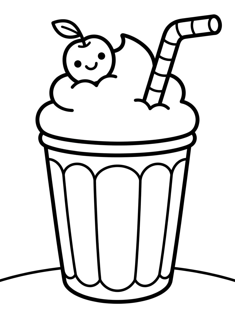 Copo de Milk-shake Fofo para colorir Desenho de Copo de Milk-shake Fofo para colorir e imprimir grátis