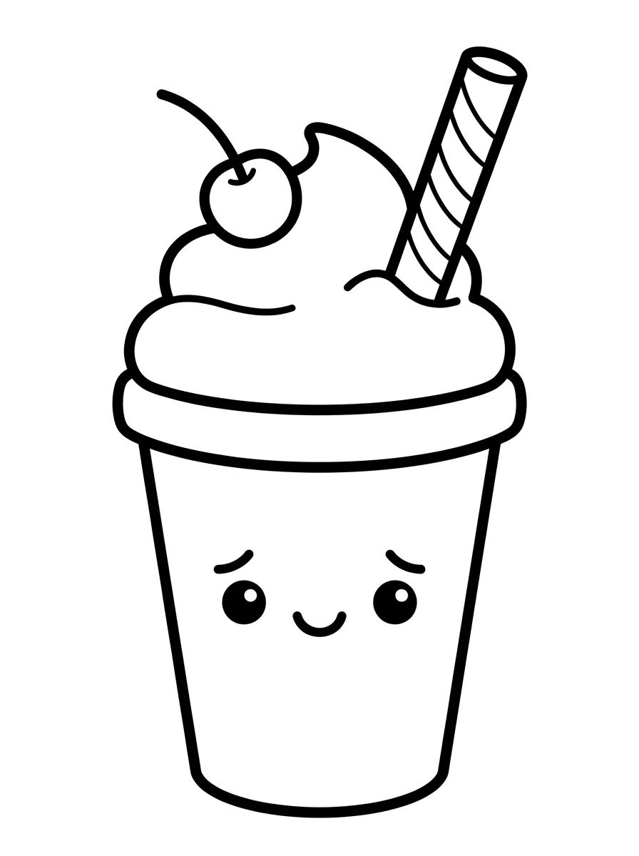 Copo de Milkshake Kawaii para colorir Desenho de Copo de Milkshake Kawaii para colorir e imprimir grátis