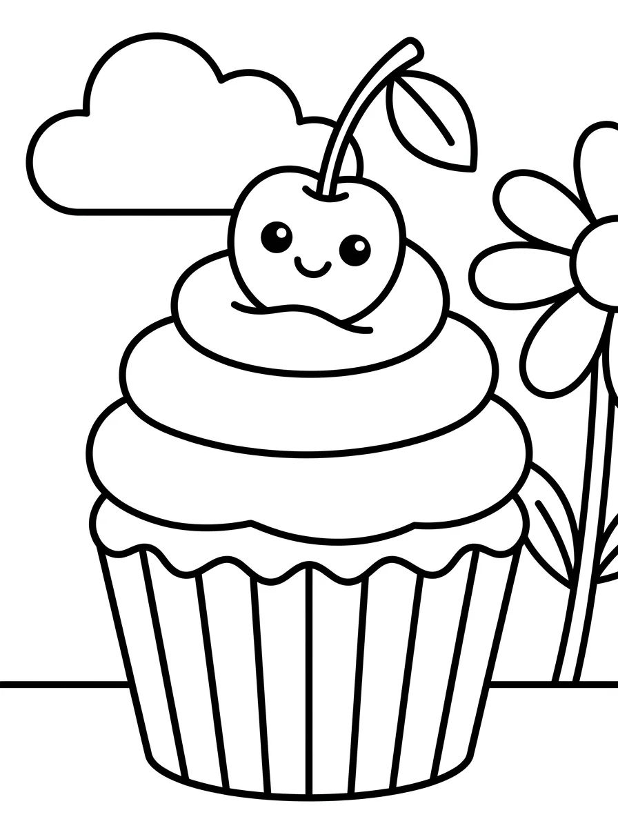 Cupcake with Cherry on Top para colorir Desenho de Cupcake with Cherry on Top para colorir e imprimir grátis