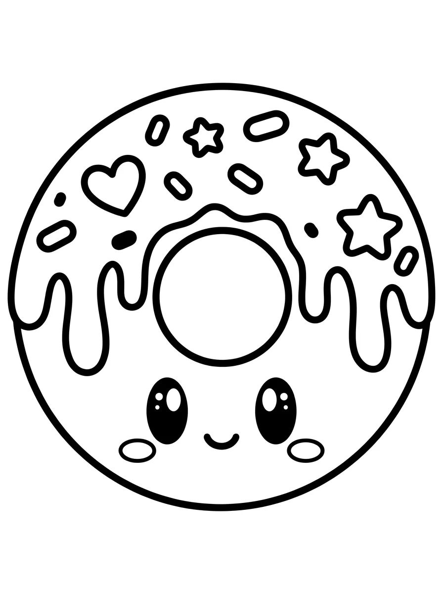 Donut Fofinho com Cobertura para colorir Desenho de Donut Fofinho com Cobertura para colorir e imprimir grátis