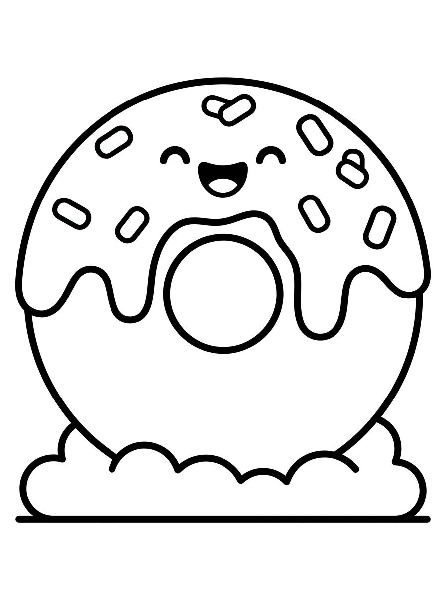Donut Fofinho com Granulado para colorir Desenho de Donut Fofinho com Granulado para colorir e imprimir grátis