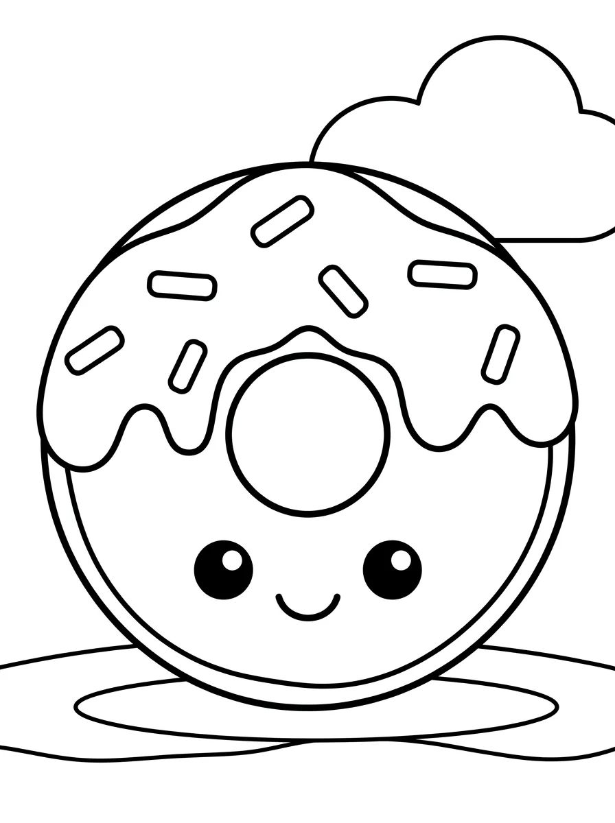 Cute Glazed Donut para colorir Desenho de Cute Glazed Donut para colorir e imprimir grátis