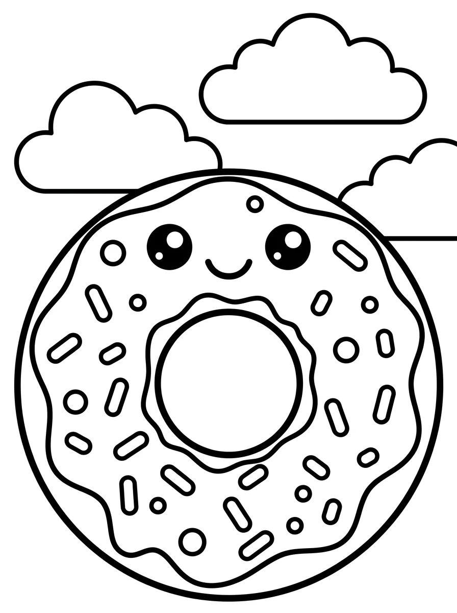 Donut Sorridente com Cobertura para colorir Desenho de Donut Sorridente com Cobertura para colorir e imprimir grátis