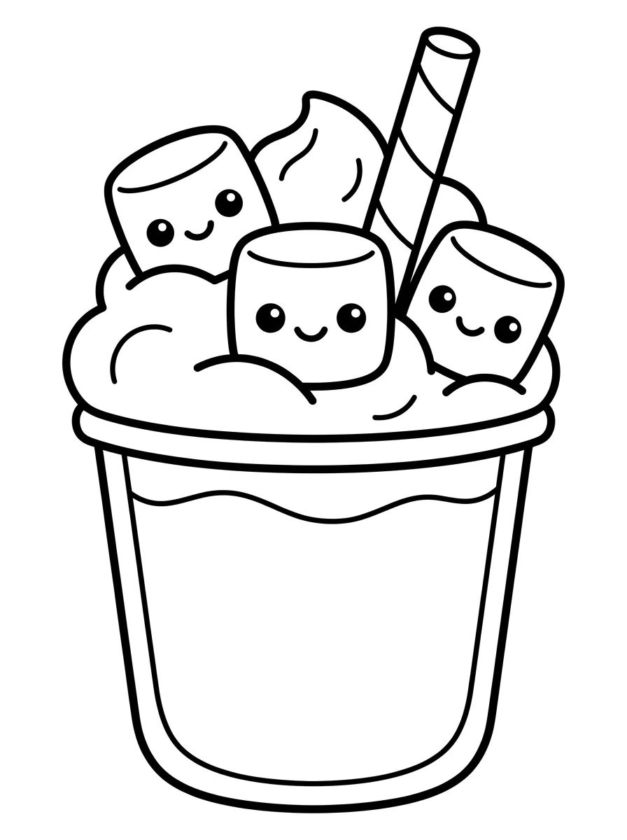 Frappuccino Kawaii com Chantilly para colorir Desenho de Frappuccino Kawaii com Chantilly para colorir e imprimir grátis