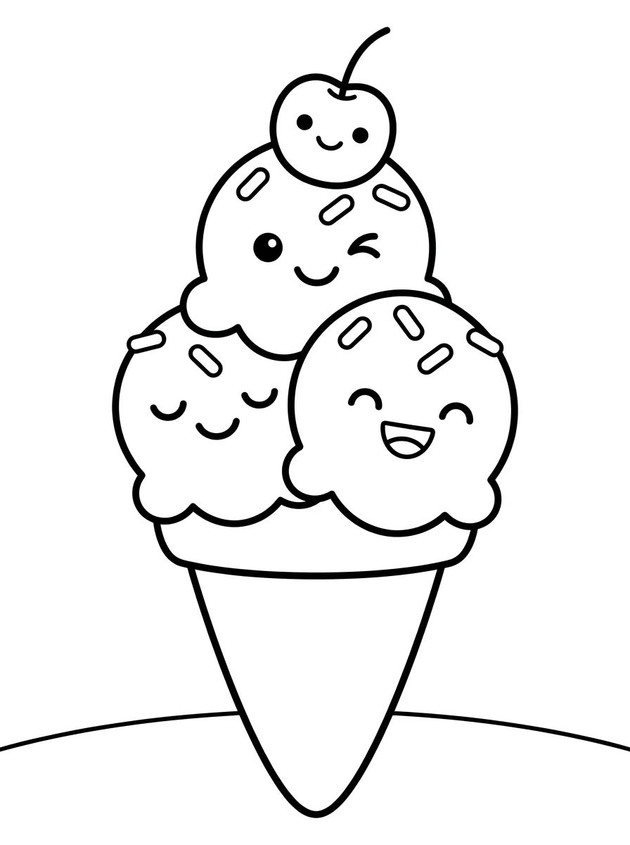 Magical Ice Cream Cone para colorir Desenho de Magical Ice Cream Cone para colorir e imprimir grátis