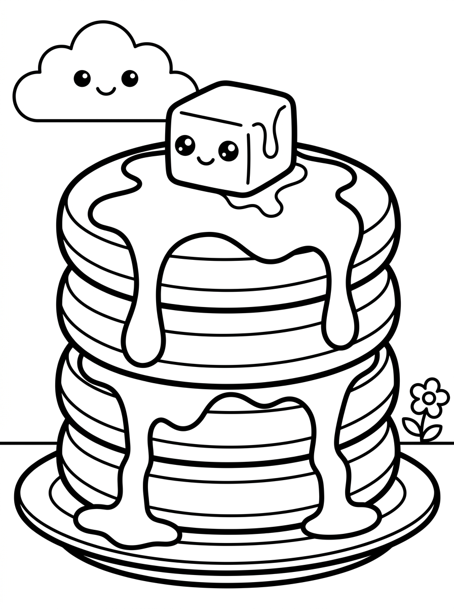 Torre de Panquecas com Mel para colorir Desenho de Torre de Panquecas com Mel para colorir e imprimir grátis