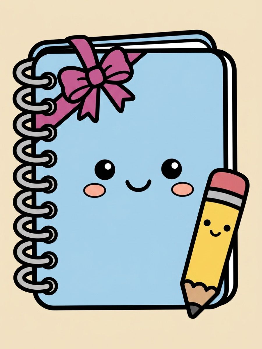 Coleção de desenhos para colorir: Desenhos de Material Escolar e Papelaria Fofa para Colorir
