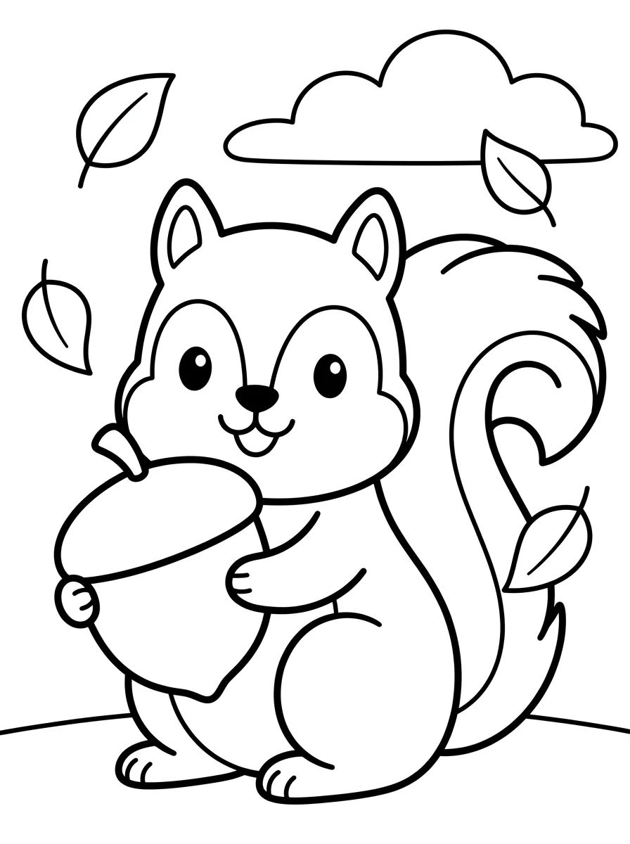 Esquilo Fofo com Noz para colorir Desenho de Esquilo Fofo com Noz para colorir e imprimir grátis