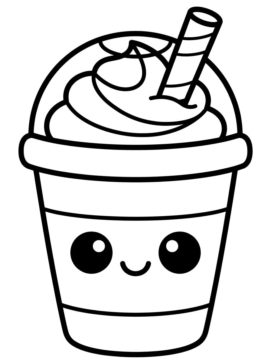 Copo de Café com Chantilly Fofo para colorir Desenho de Copo de Café com Chantilly Fofo para colorir e imprimir grátis
