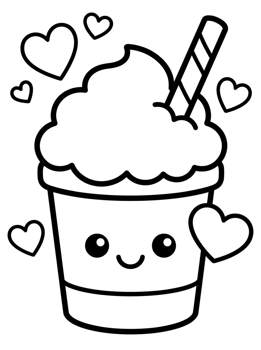 Cafés e Bebidas Kawaii para Colorir