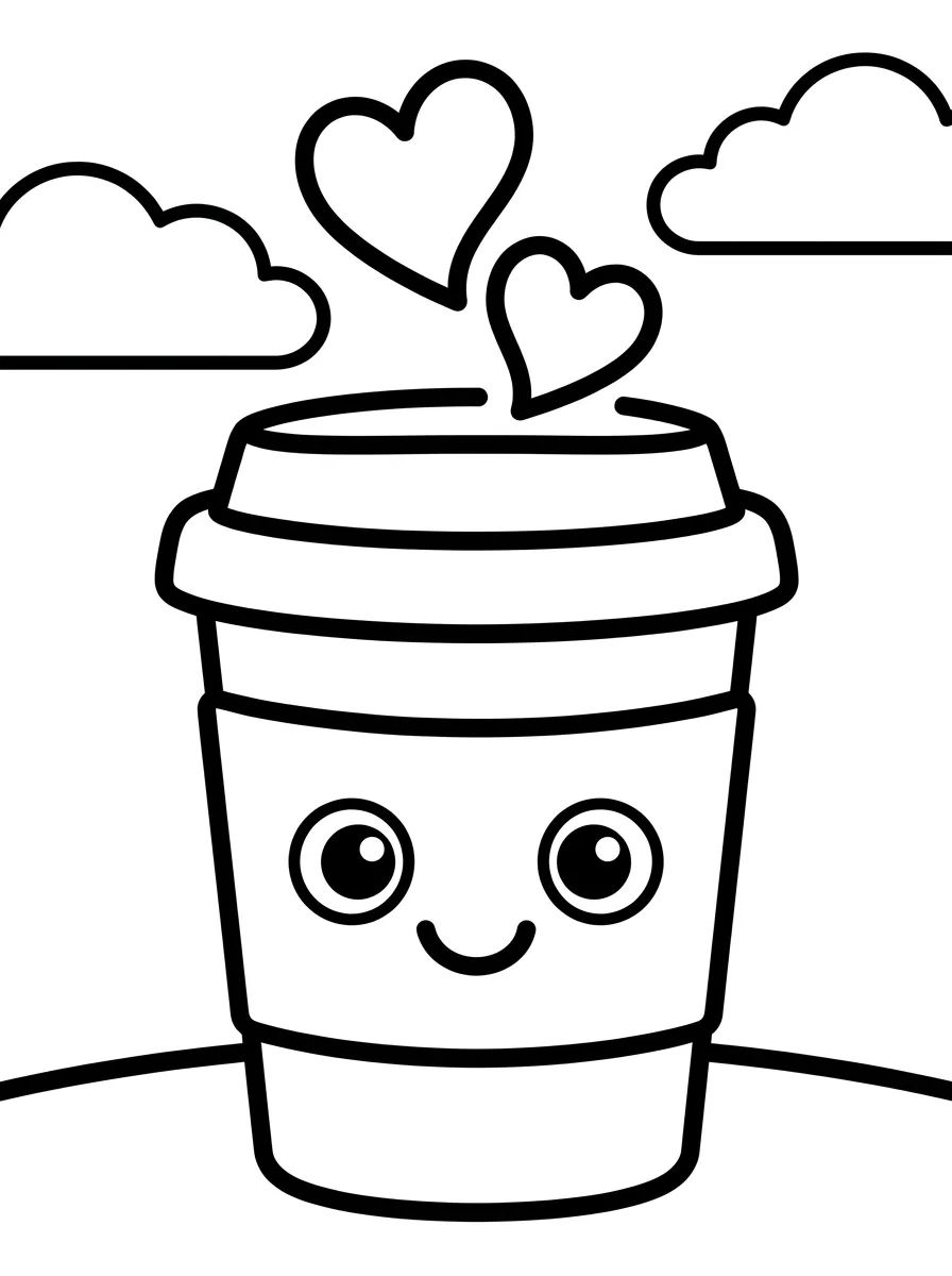 Cafés e Bebidas Kawaii para Colorir