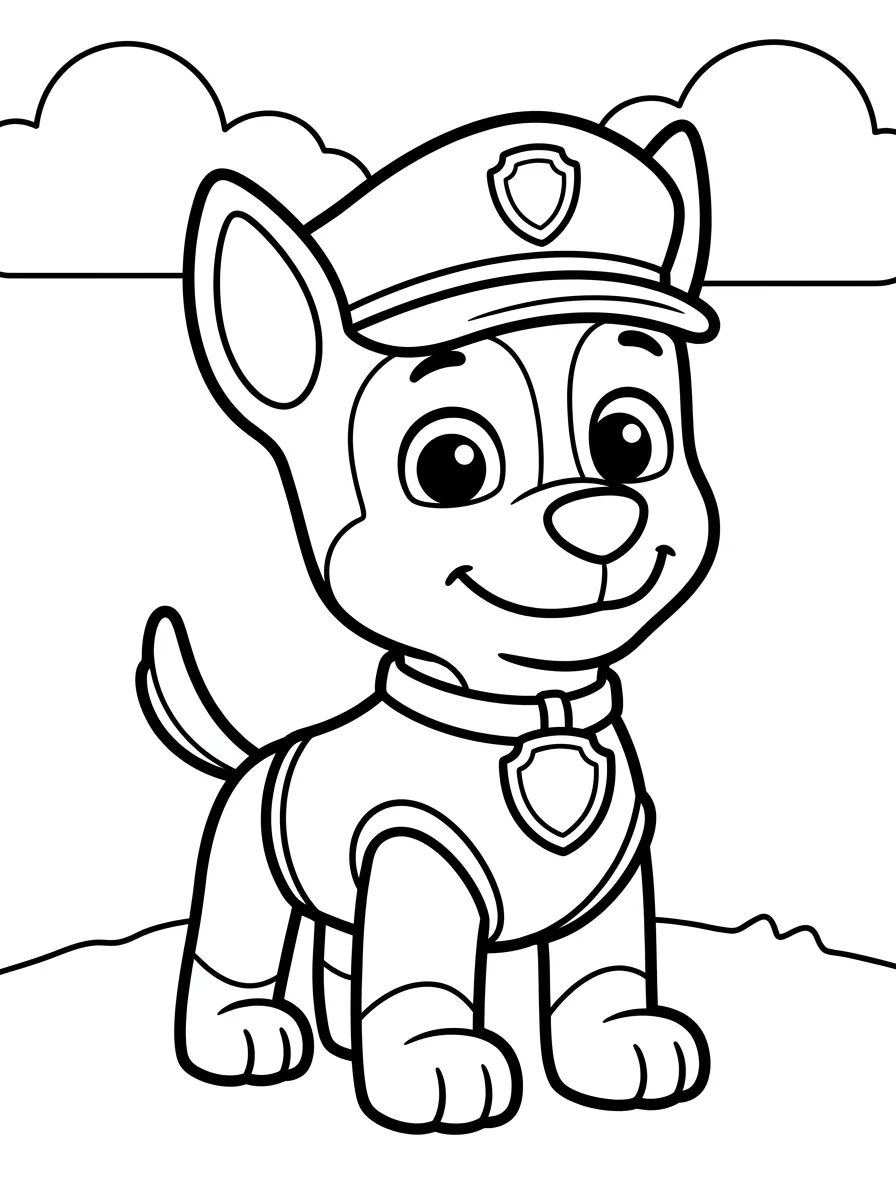 Chase o Cão Policial Kawaii para Colorir para colorir Desenho de Chase o Cão Policial Kawaii para Colorir para colorir e imprimir grátis