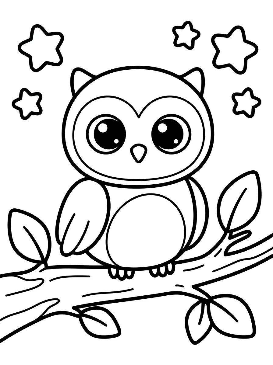Corujinha Fofa no Galho para colorir Desenho de Corujinha Fofa no Galho para colorir e imprimir grátis