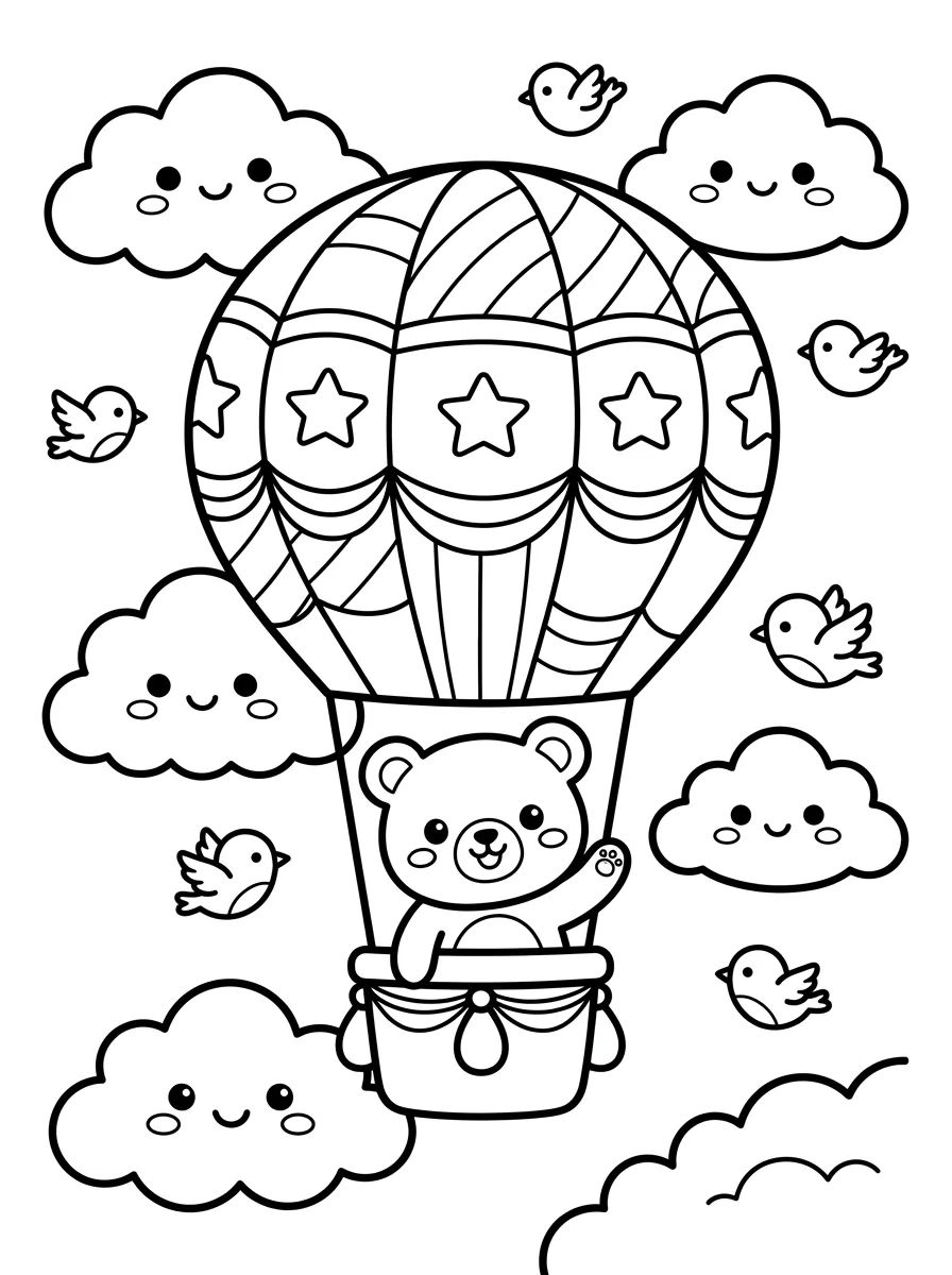 Coleção de desenhos para colorir: Desenhos de Balão e Céu para Colorir
