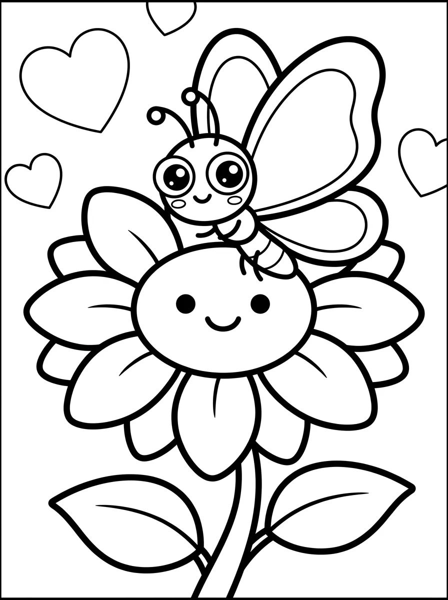 Borboleta Sorridente na Flor para colorir Desenho de Borboleta Sorridente na Flor para colorir e imprimir grátis