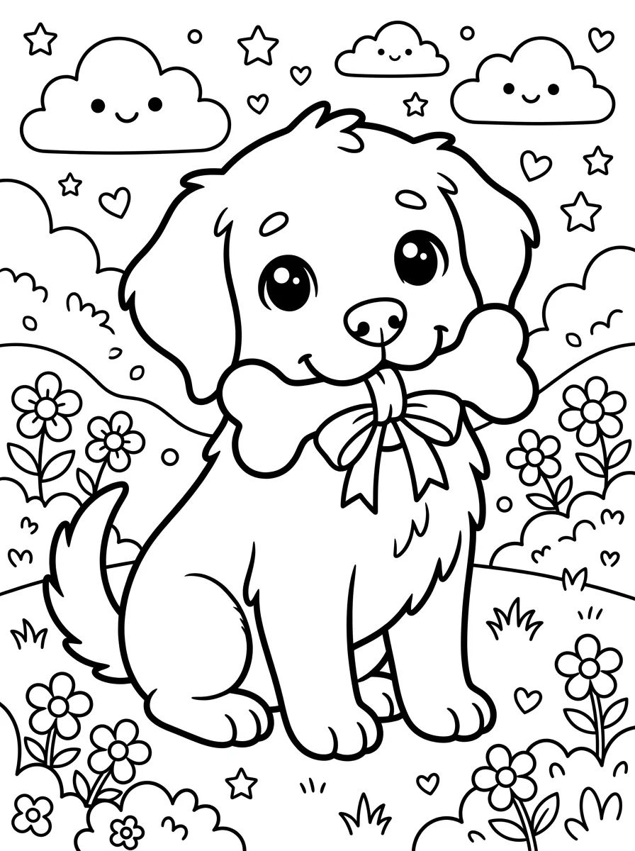 Coleção de desenhos para colorir: Desenhos de Cachorros Fofos para Colorir