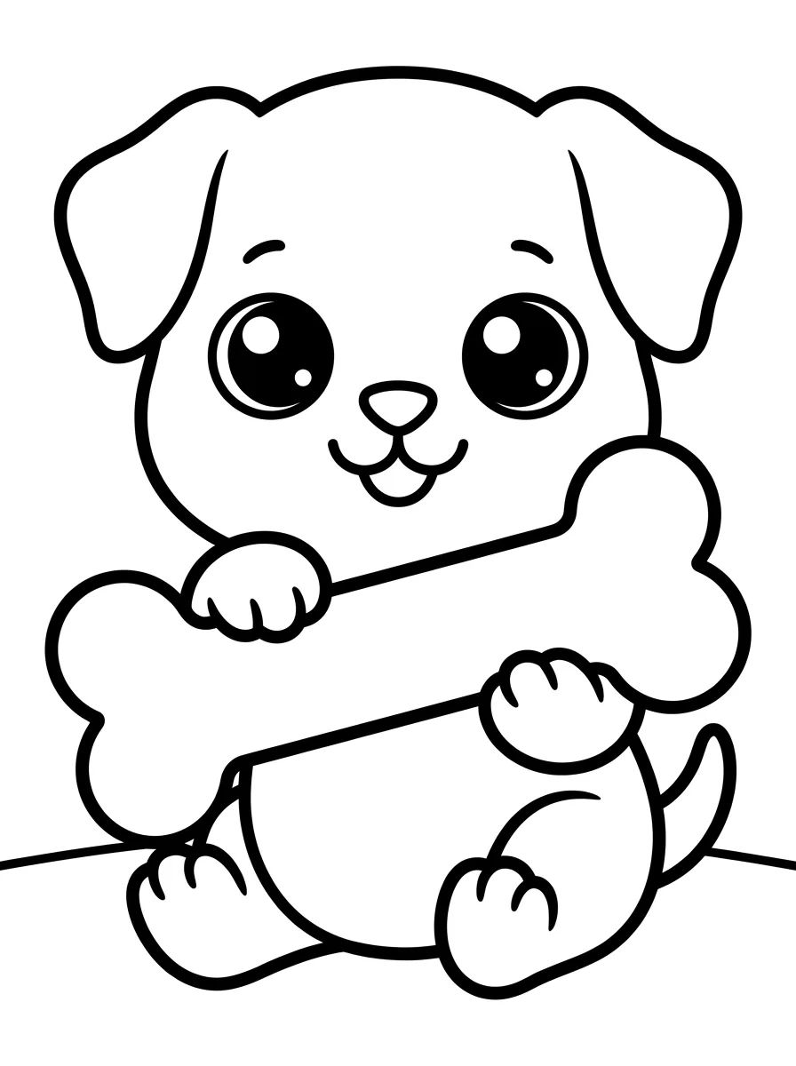 Cachorrinho Fofo com Osso para colorir Desenho de Cachorrinho Fofo com Osso para colorir e imprimir grátis