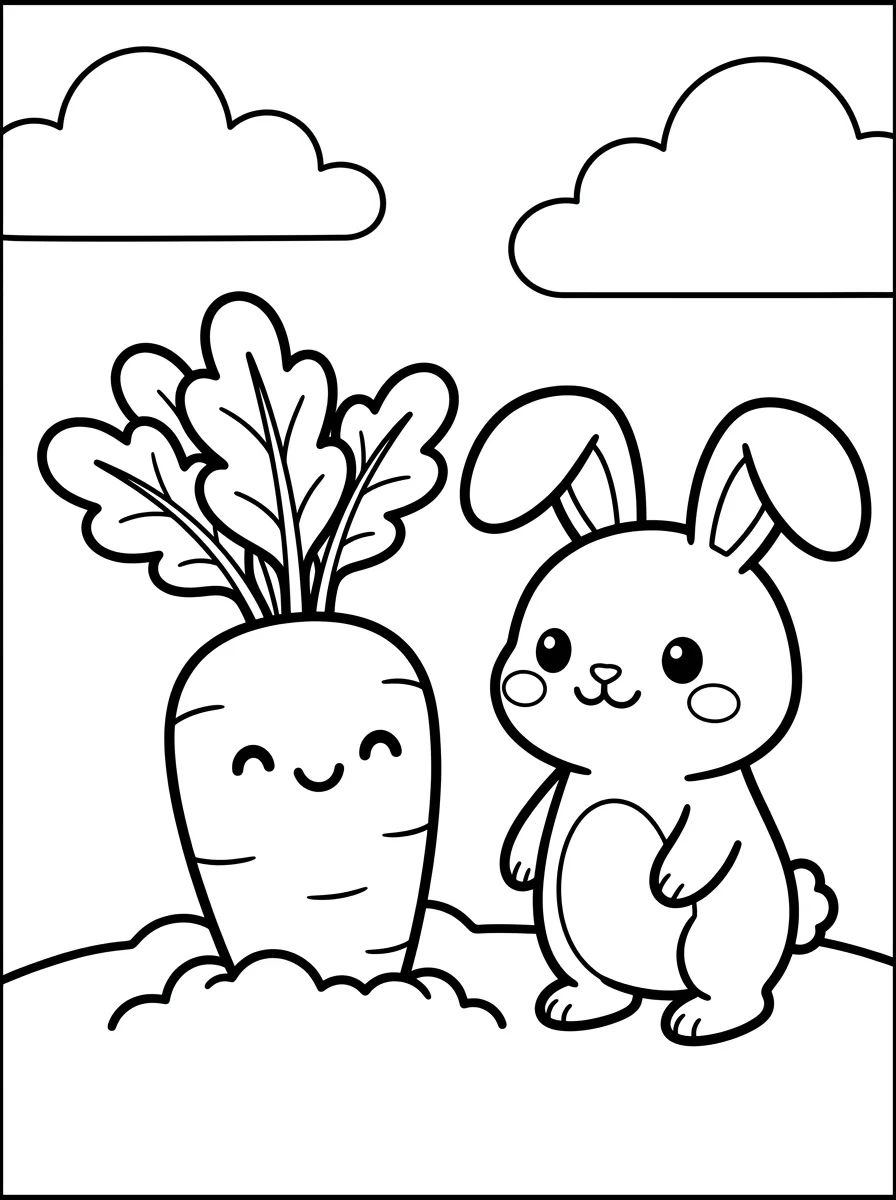 Cute Little Carrot in the Garden para colorir Desenho de Cute Little Carrot in the Garden para colorir e imprimir grátis