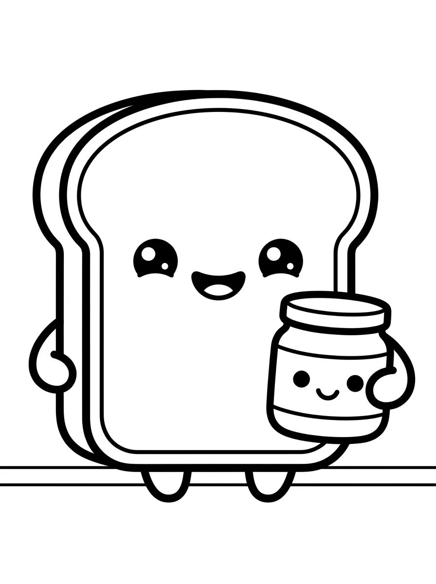 Pão de Forma Kawaii Sorridente para colorir Desenho de Pão de Forma Kawaii Sorridente para colorir e imprimir grátis