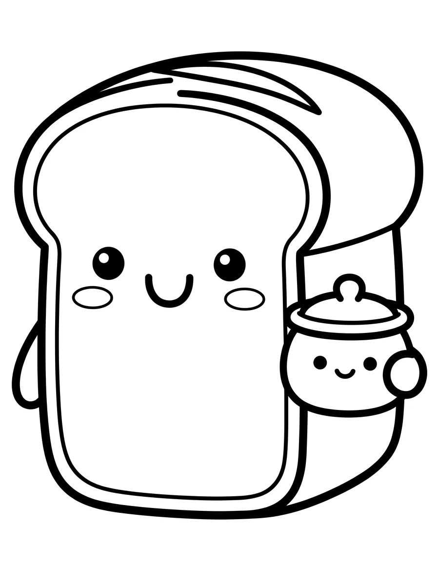Pão de Forma Kawaii Sorridente para colorir Desenho de Pão de Forma Kawaii Sorridente para colorir e imprimir grátis