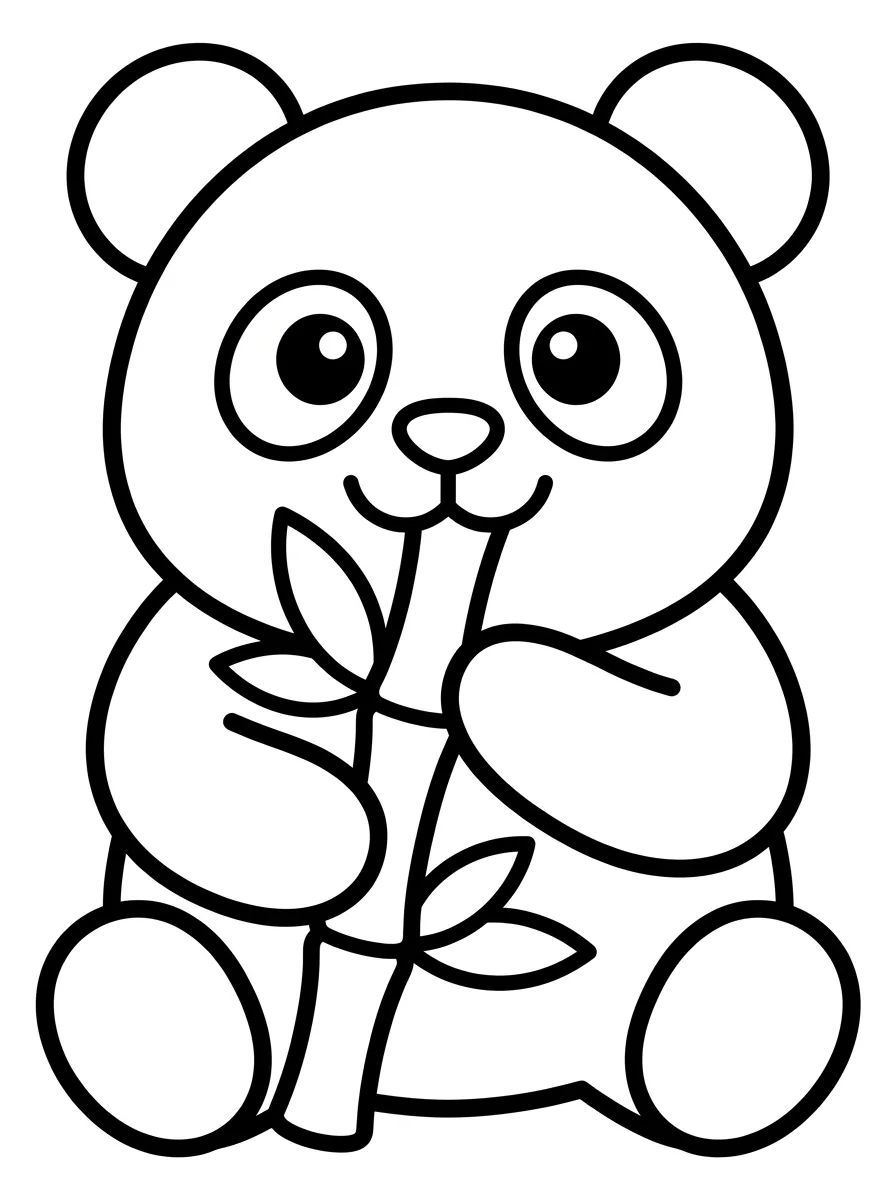Panda Fofo Comendo Bambu para colorir Desenho de Panda Fofo Comendo Bambu para colorir e imprimir grátis
