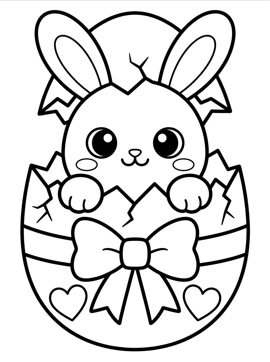 Coelhinho Fofo Saindo do Ovo de Páscoa para colorir Desenho de Coelhinho Fofo Saindo do Ovo de Páscoa para colorir e imprimir grátis