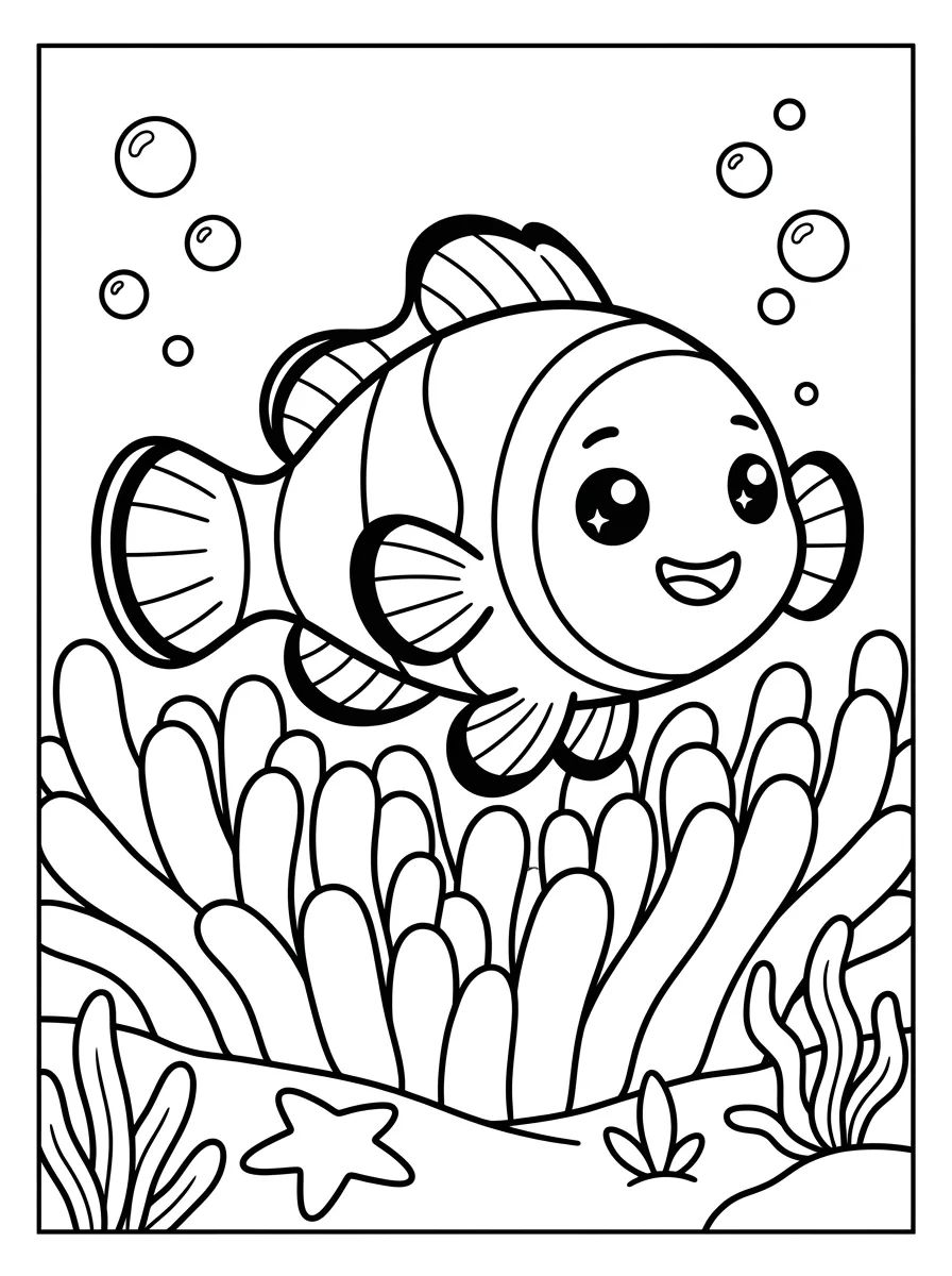 Peixe-Palhaço Fofo para colorir Desenho de Peixe-Palhaço Fofo para colorir e imprimir grátis