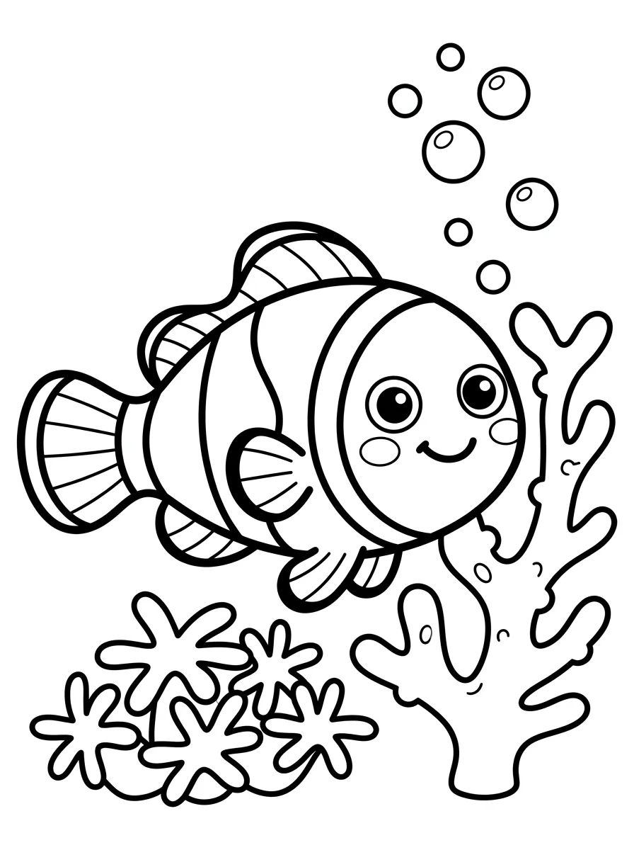 Coleção de desenhos para colorir: Desenhos de Peixes Fofos