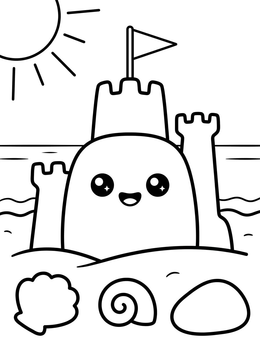 Castelo de Areia Fofinho para colorir Desenho de Castelo de Areia Fofinho para colorir e imprimir grátis