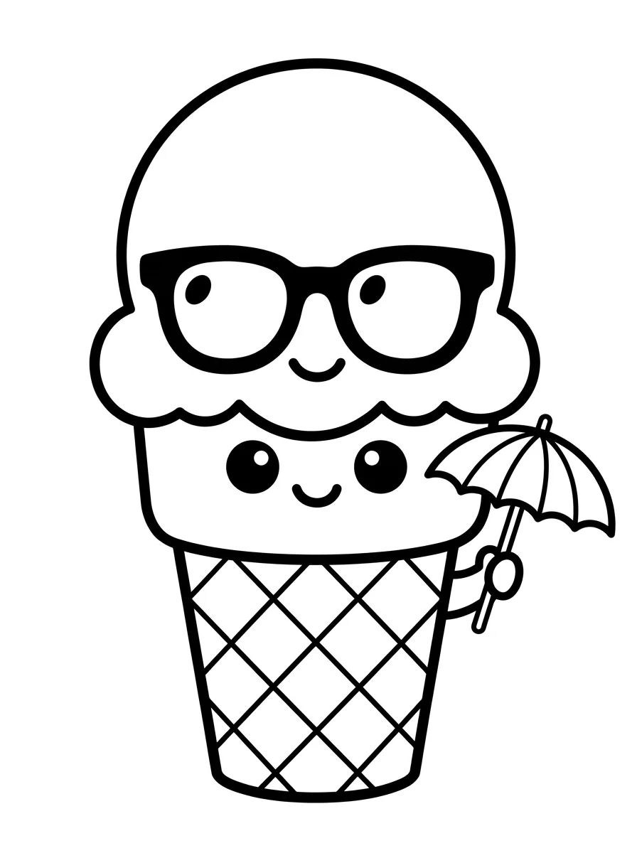 Cono de Helado con Gafas de Sol para colorir Desenho de Cono de Helado con Gafas de Sol para colorir e imprimir grátis