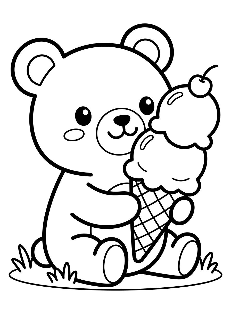 Ursinho Bobbie Comendo Sorvete para colorir Desenho de Ursinho Bobbie Comendo Sorvete para colorir e imprimir grátis